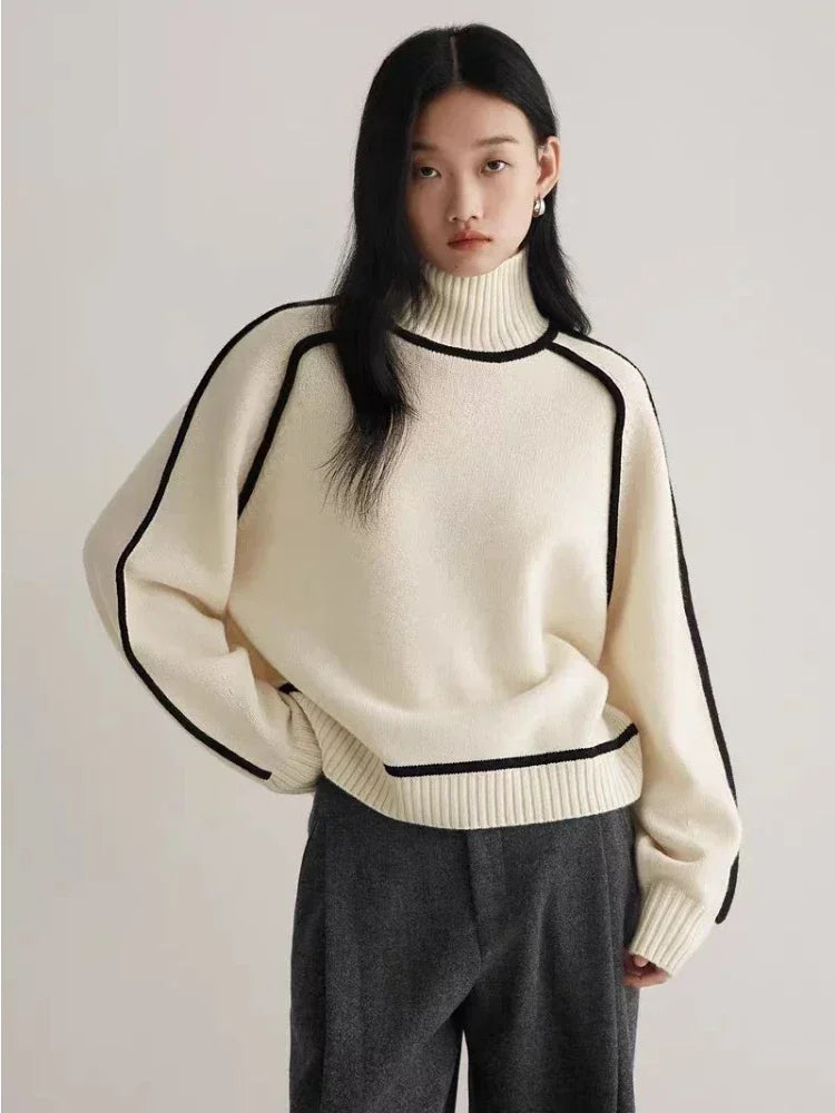 WW | Contrast Knitted Roll Neck