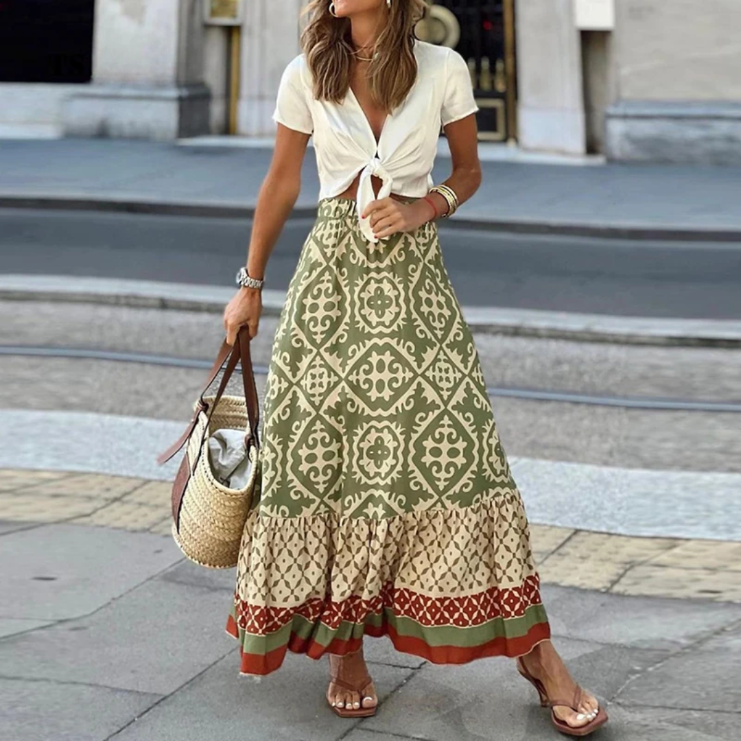 WW | Trendiger High Waist Rock Mit Geometrischem Muster