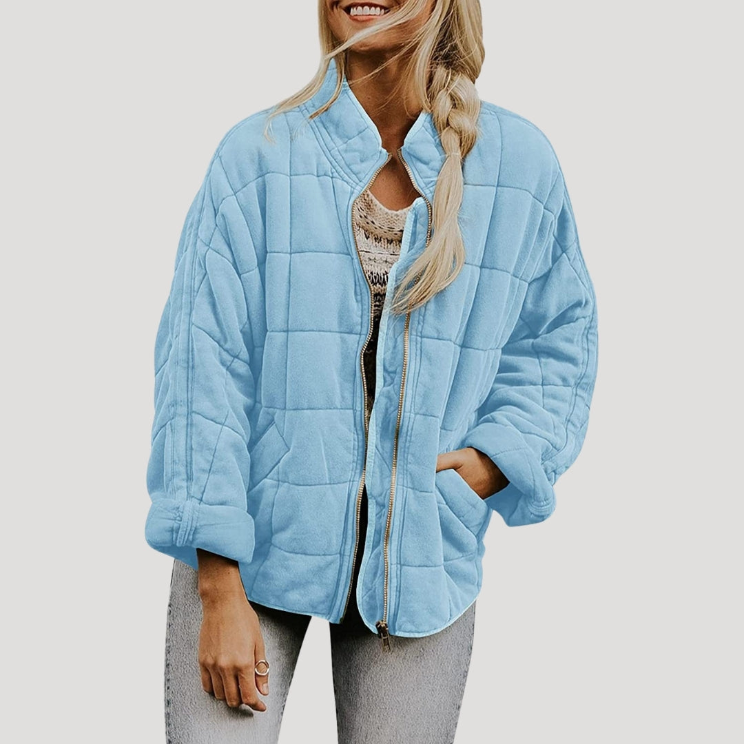 WW | Damen gesteppte oversized Reißverschluss Pufferjacke