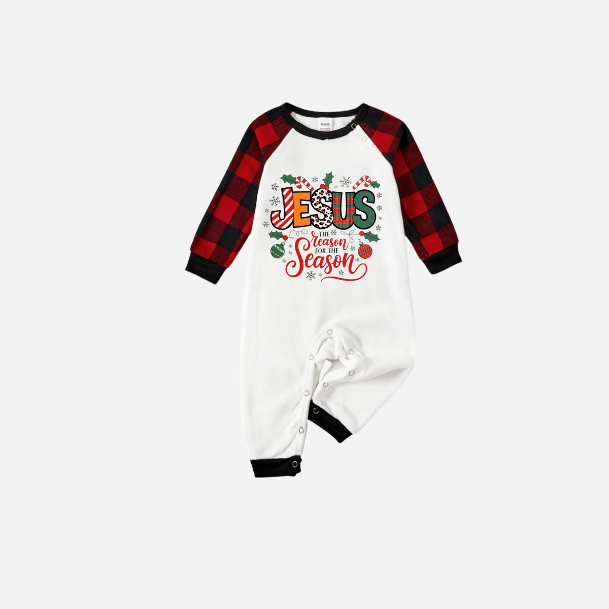 WW | "Jesus Is The Reason For The Season" Matching Christmas Pajama Set - Black And Red Plaid Pajamas