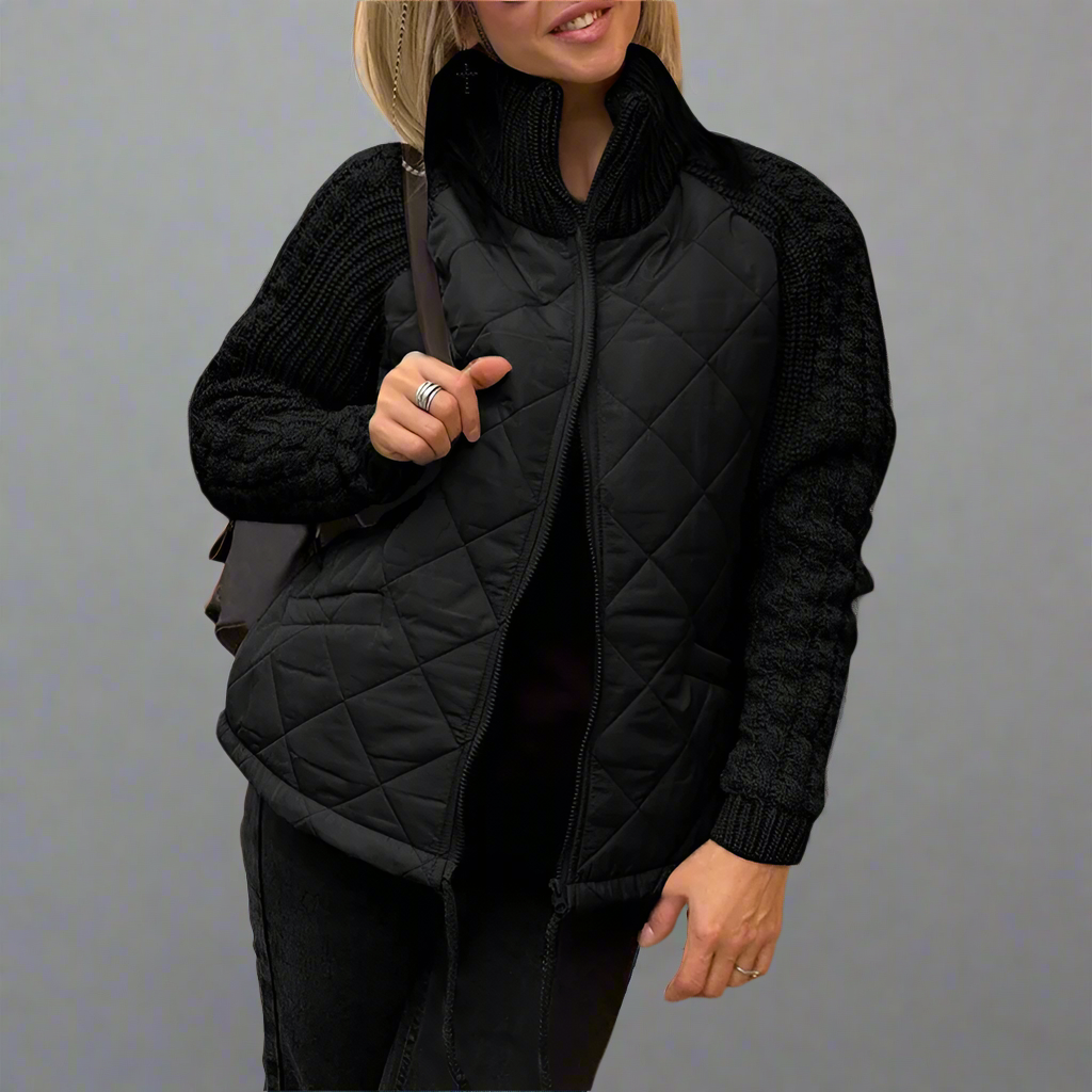 WW | Damen Gemütliche Gefütterte Jacke Mit Strickärmeln