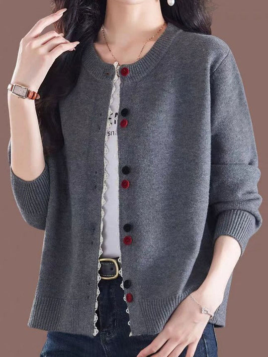 WW | Strickjacke mit weitem Rundhalsausschnitt