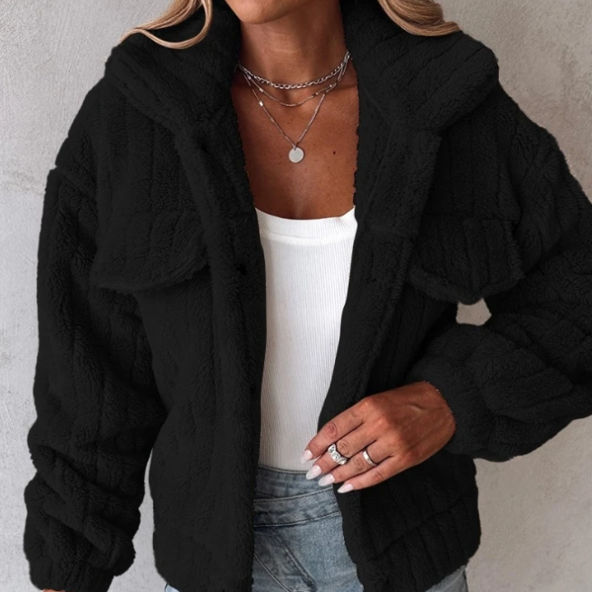 WW | Damen Kurze Warme Teddyjacke Gemütlicher Stil