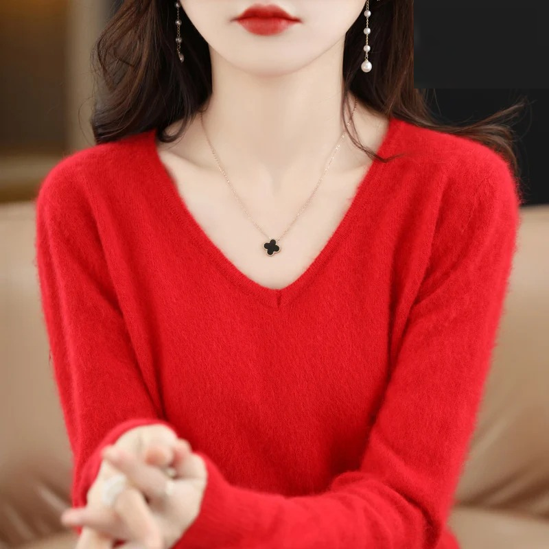 WW | Women's Cashmere V-Neck Sweater Lightweight and Soft Knit Pullover
