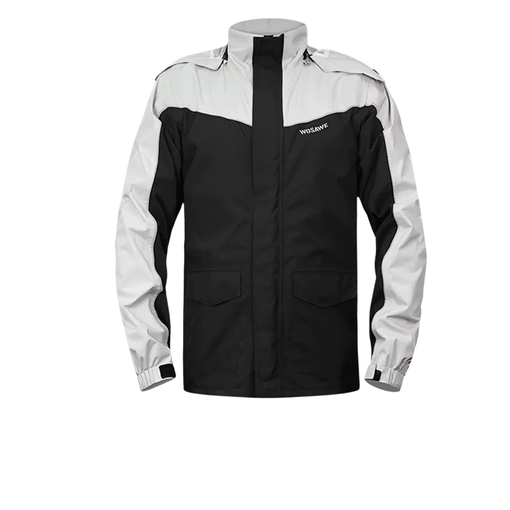 WW | Men's Waterproof Motorcycle Rain Jacket - Reflective Black/Green S-2XL
