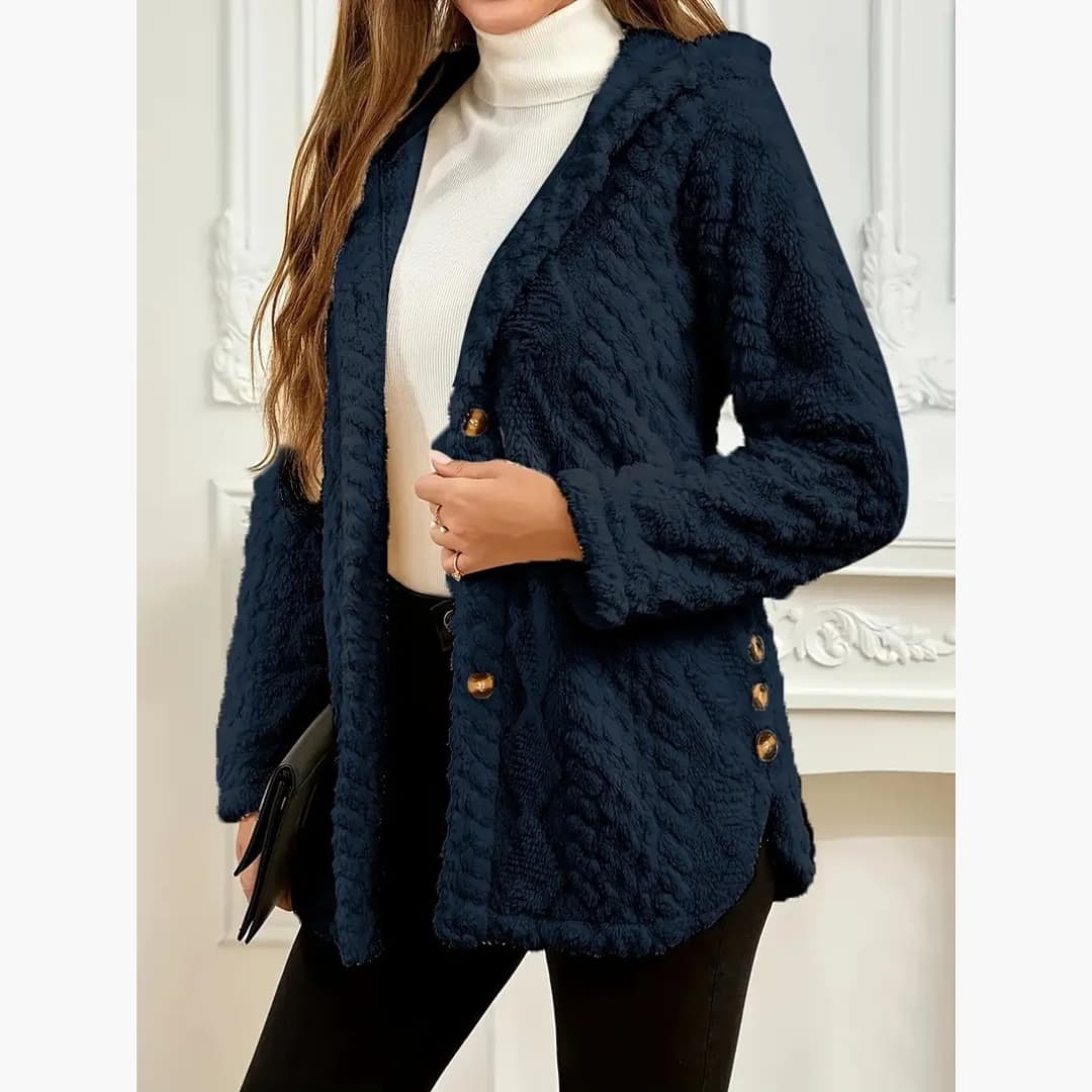 WW | Women's Cozy Hoodie with Teddy Pullover and Button Front