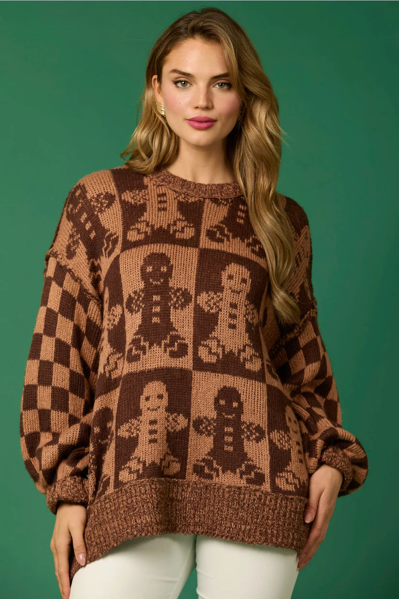WW | Zuckerstangen-Weihnachtsnadeln & Lebkuchenmann Strickpullover