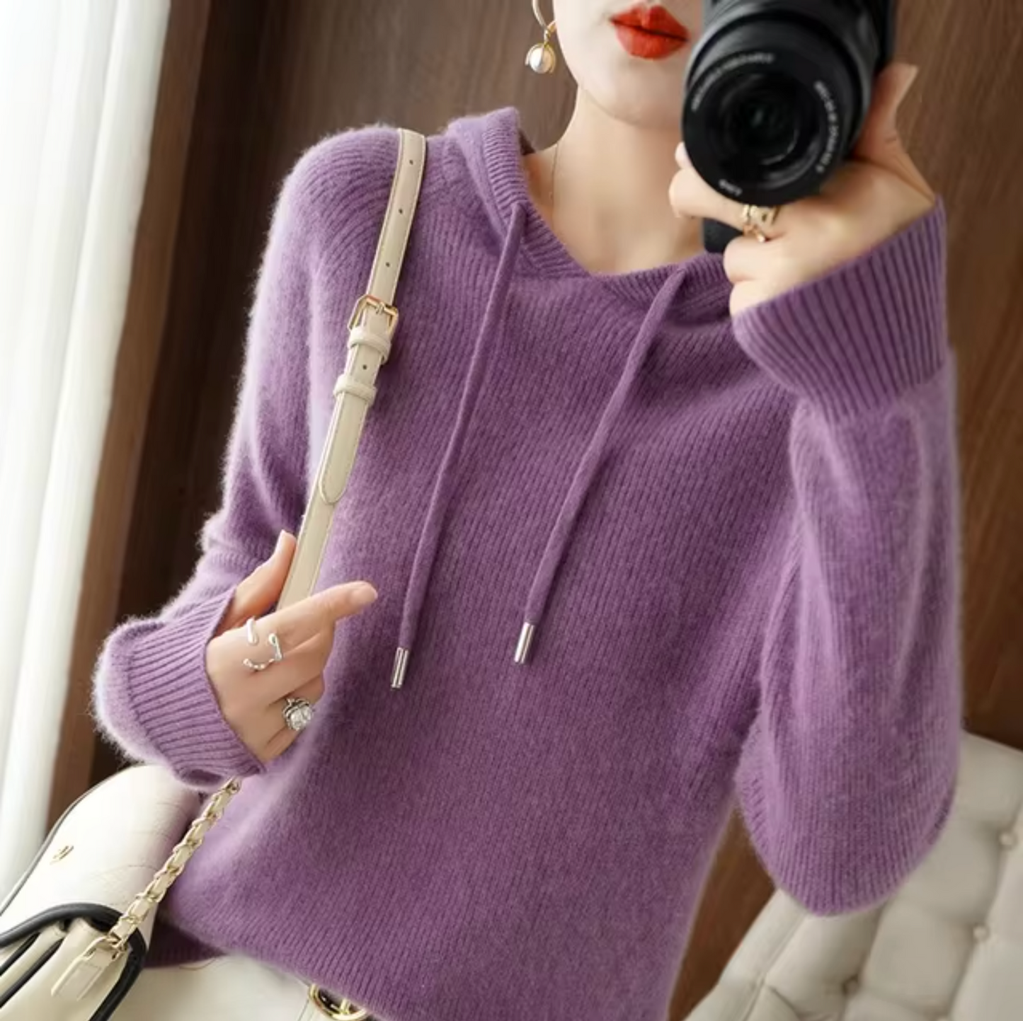 WW | Gestrickter Kapuzenpullover aus Kaschmirwolle