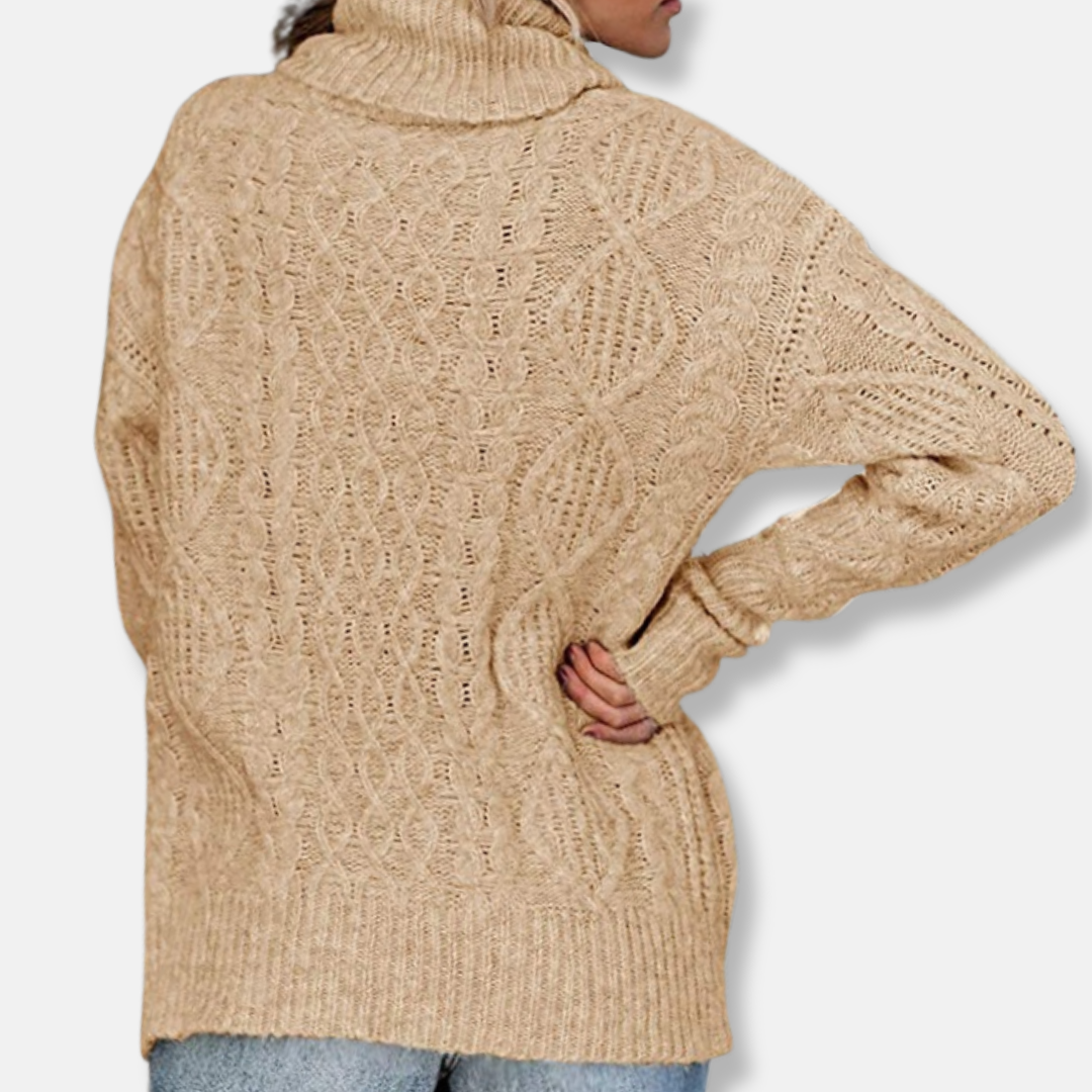 WW | Rollkragenpullover - Kabelstrick Tunika-Längenpullover