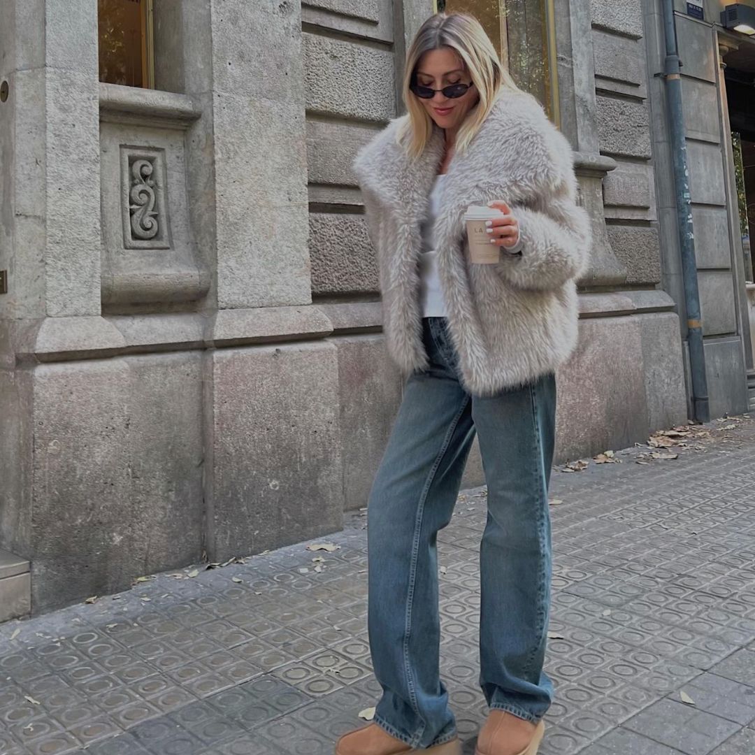 WW | Faux Fur Coat Luxurious Soft Texture Open Front Classic Lapel Collar