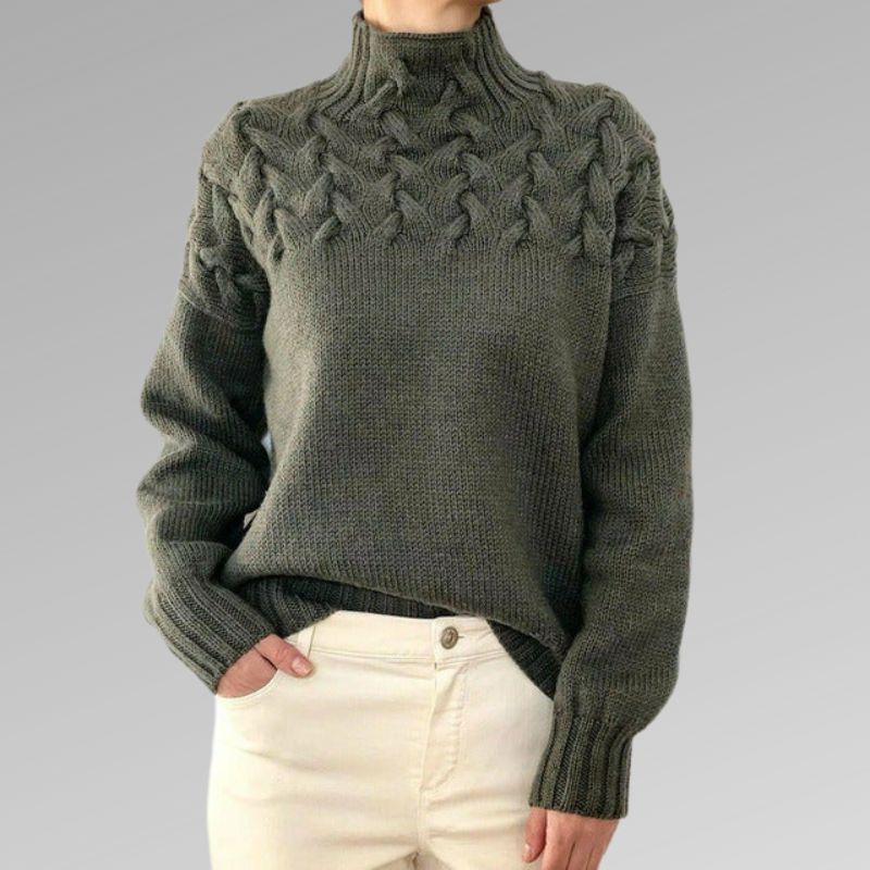 WW - Damenpullover mit Zopfstrick-Detail