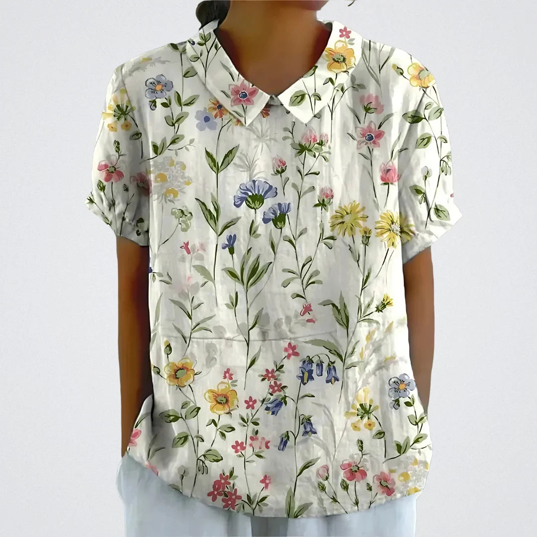 Lina™ | Elegant Blouse with Floral Detail