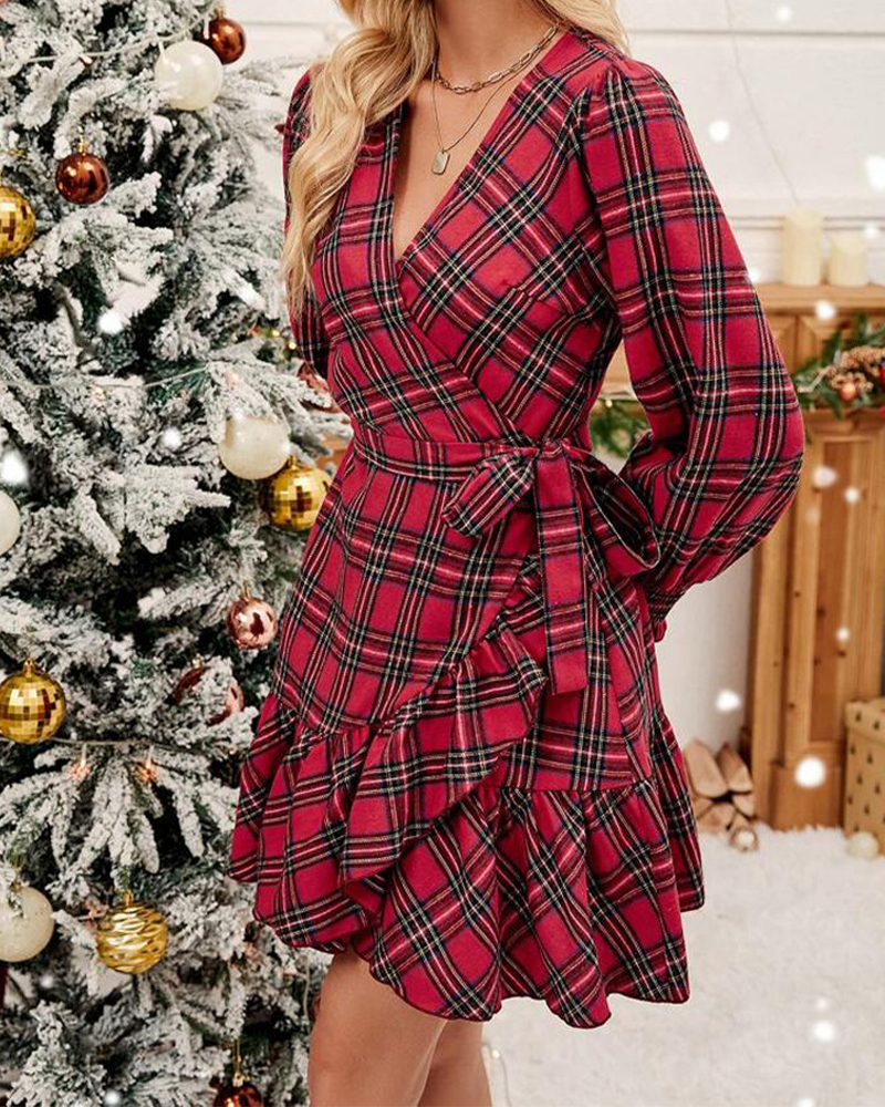 WW | Weihnachts V-Ausschnitt Schwingkleid