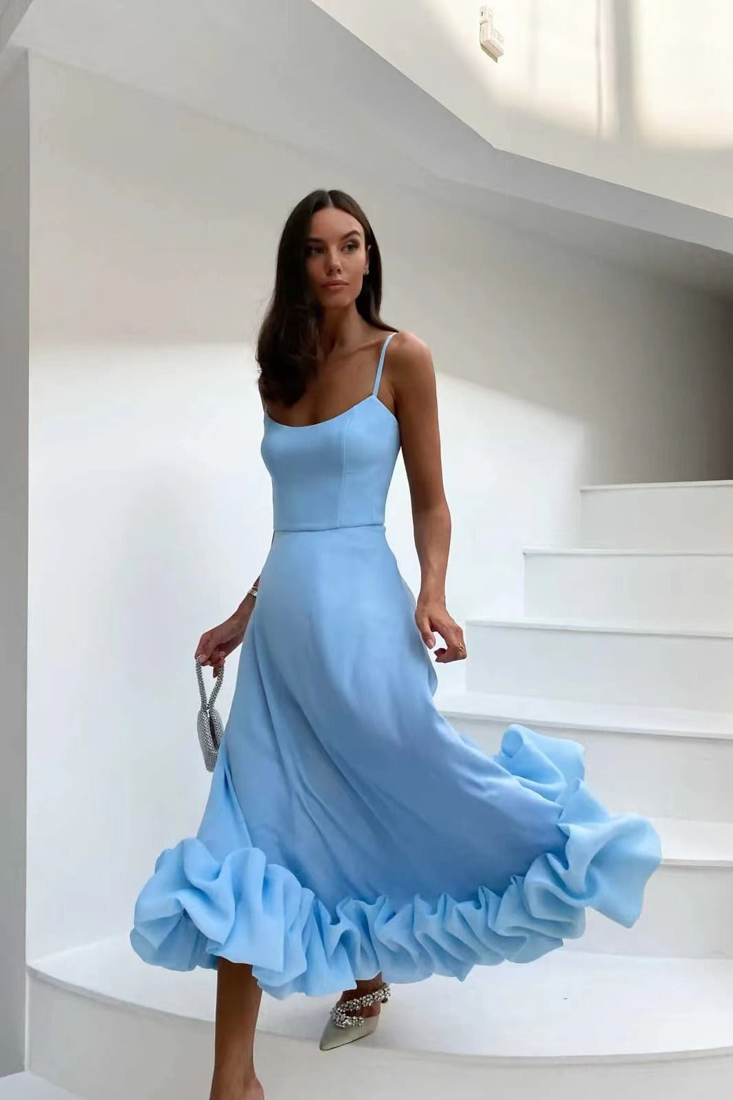 WW | Elegantes Maxikleid mit Gerafftem Saum für Damen