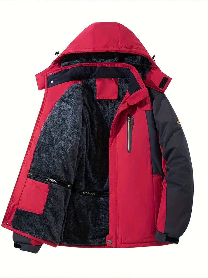 WW | Button Closure Fleece Flap Pocket Winter Jacket For Men - Perfect for Outdoor Activities