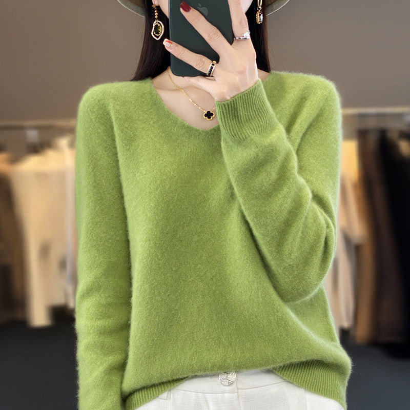WW | Lockere Damenpullover mit V-Ausschnitt für Herbst und Winter