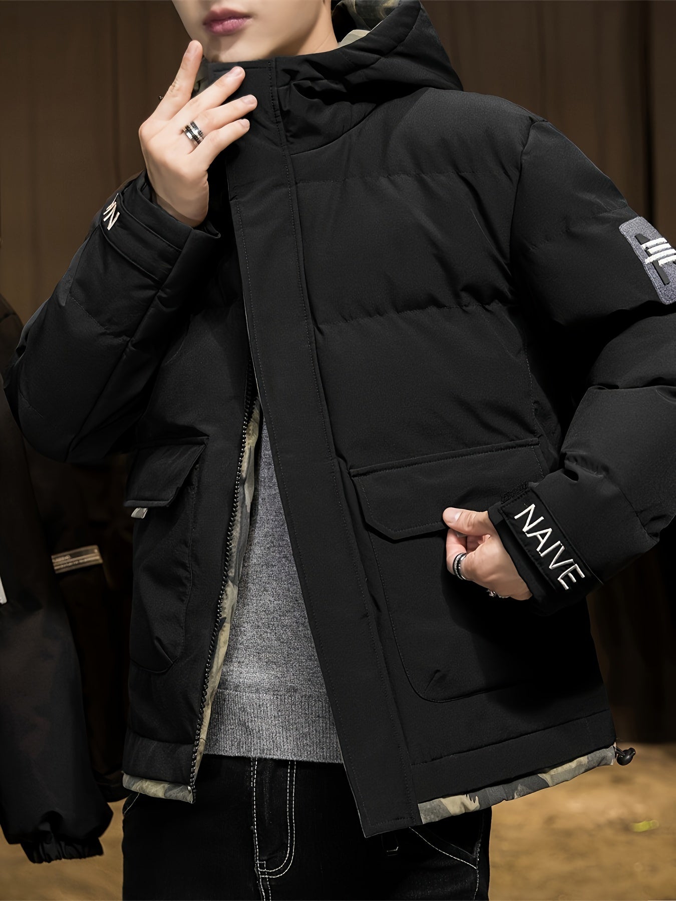 WW | Camouflage Hooded Winter Jacket for Men - Perfect for Outdoor Activities
