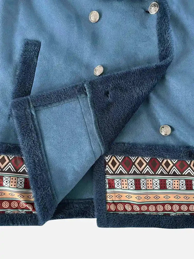 WW | inspirierte Faux-Suede-Jacke - Sherpa-Futter - Bestickter Saum - Gemütlicher Winterstil