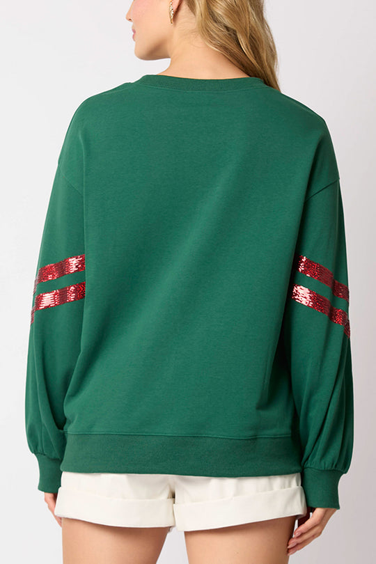 WW | Christmas Sequin Round Neck Casual Sweatshirt