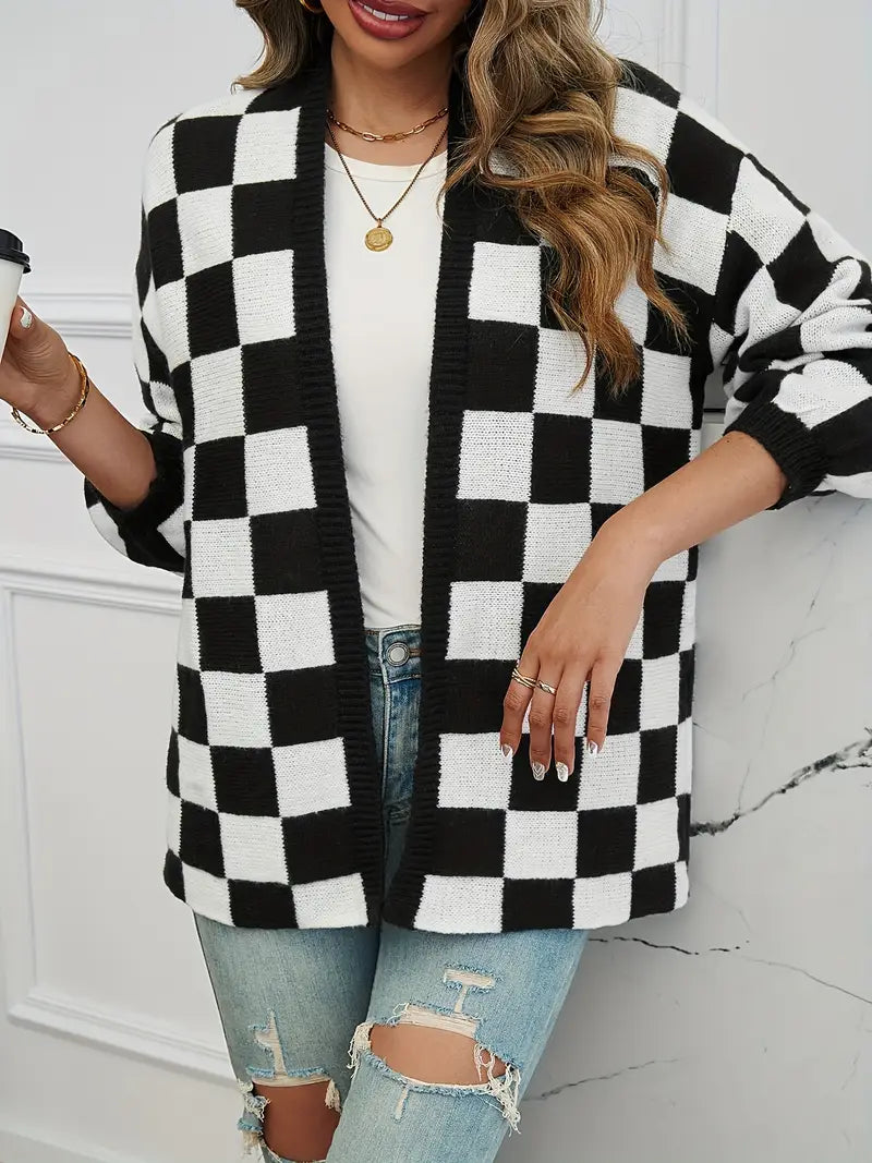 WW | Checked knit cardigan