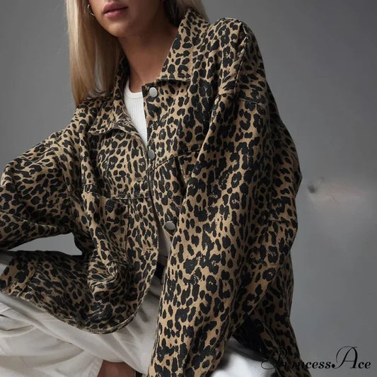 WW | Slim fit denim jacket with leopard embroidery