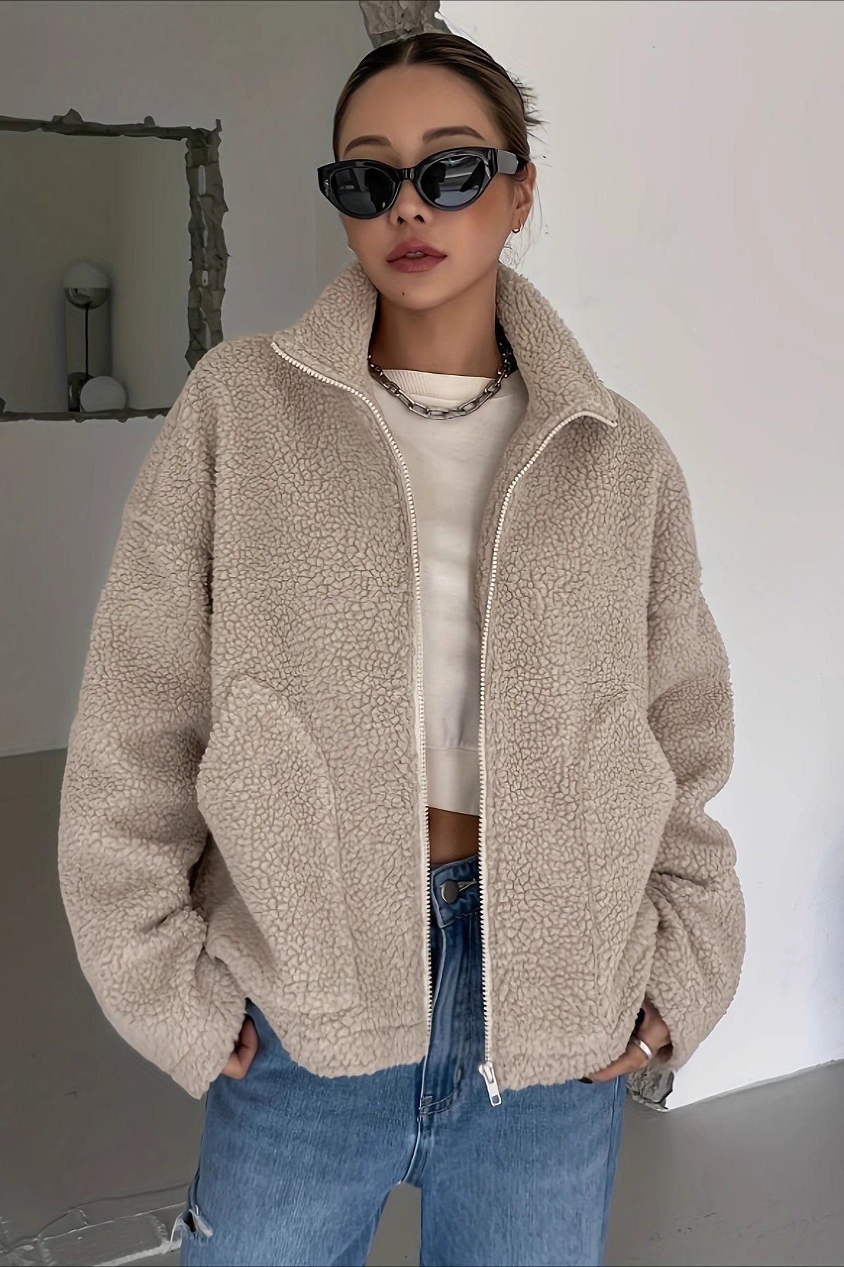 WW | Hoher Kragen Fleece-Jacke