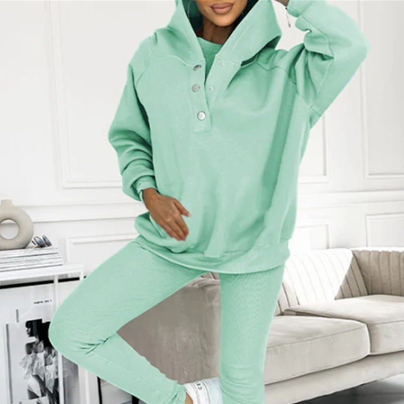 WW | Women's 3-piece Sport Suit with Loose Hoodie and Slim Pants