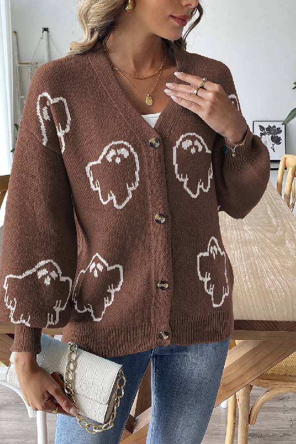 WW | Lockere lässige Cartoon Jacquard-Jacke