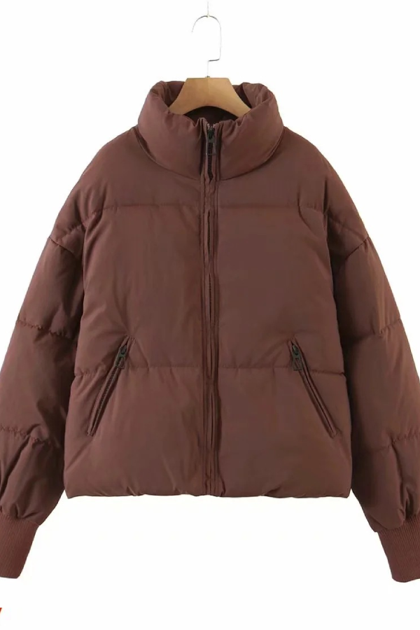 WW | Collar Zipper Pocket Thick Warm Cotton Jacket