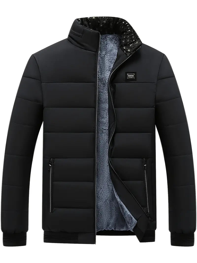 WW | fashionable men's jacket with stand-up collar - thick and warm winter coat with velvet lining