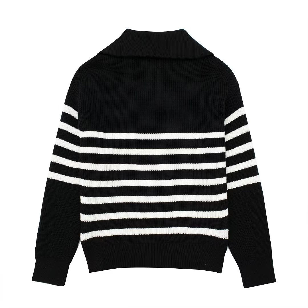 WW | All-Match Open Collar Wool Sweater