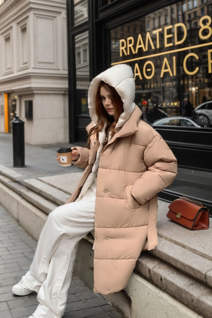 WW | Mittellange Kapuzen-Pufferjacke