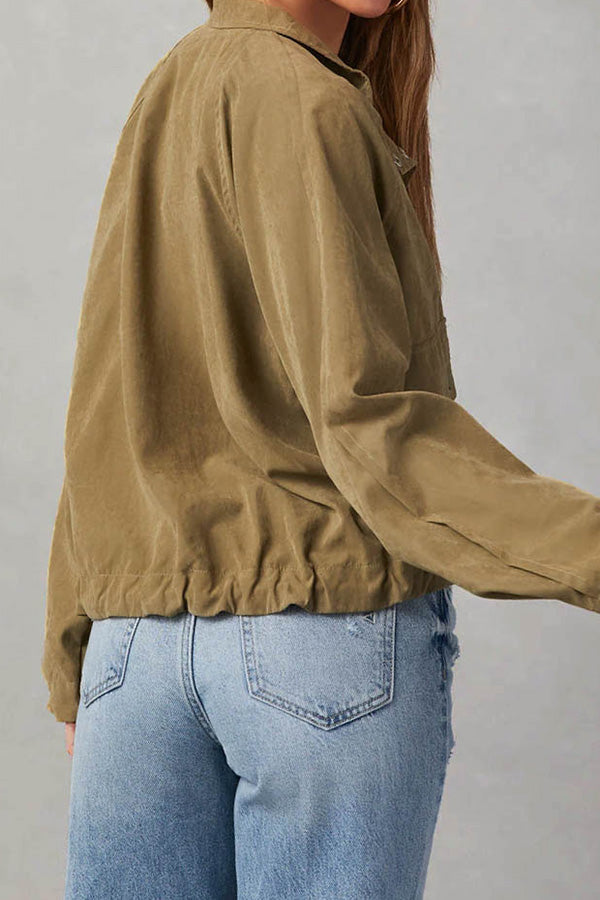 WW | kariert Revers Mehrknopf-Zwei-Taschen-Midi-Jacke