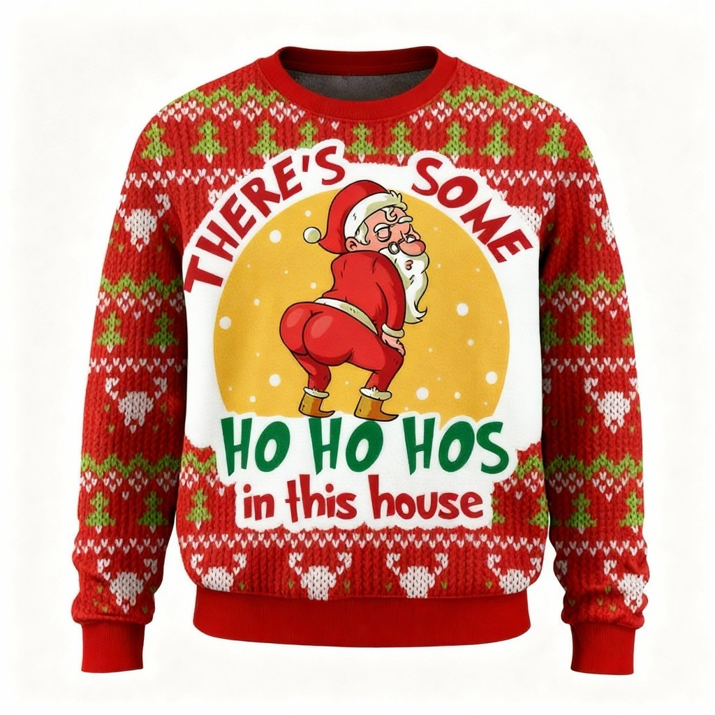 WW | Lustiger hässlicher Weihnachtspullover für Männer & Frauen - Bunter Weihnachtsmann-Druck