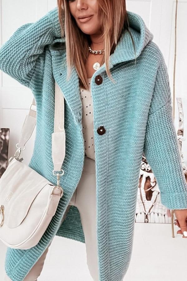 WW | Strickjacke mit Knopfverschluss und Kapuze