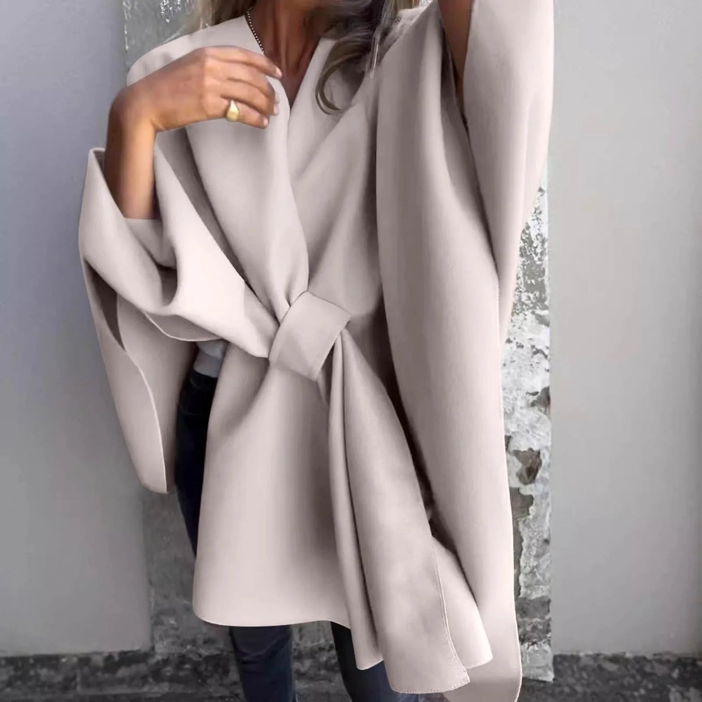 WW | Cosy knitted long cardigan with batwing sleeves