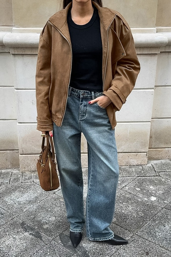 WW | Khaki Wildleder Kragenjacke