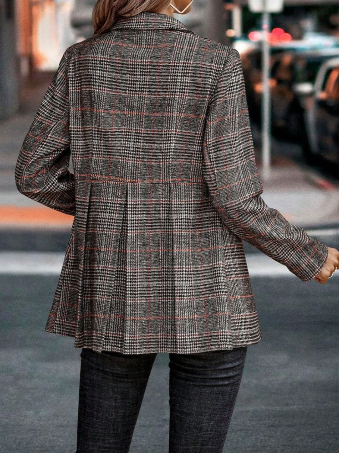 WW | Stilvolle Herbst Klassische Karierte Knopf-Blazer Für Frauen