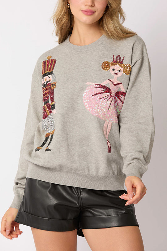 WW | Weihnachtssoldat Pailletten Mode Lässiger Sweatshirt