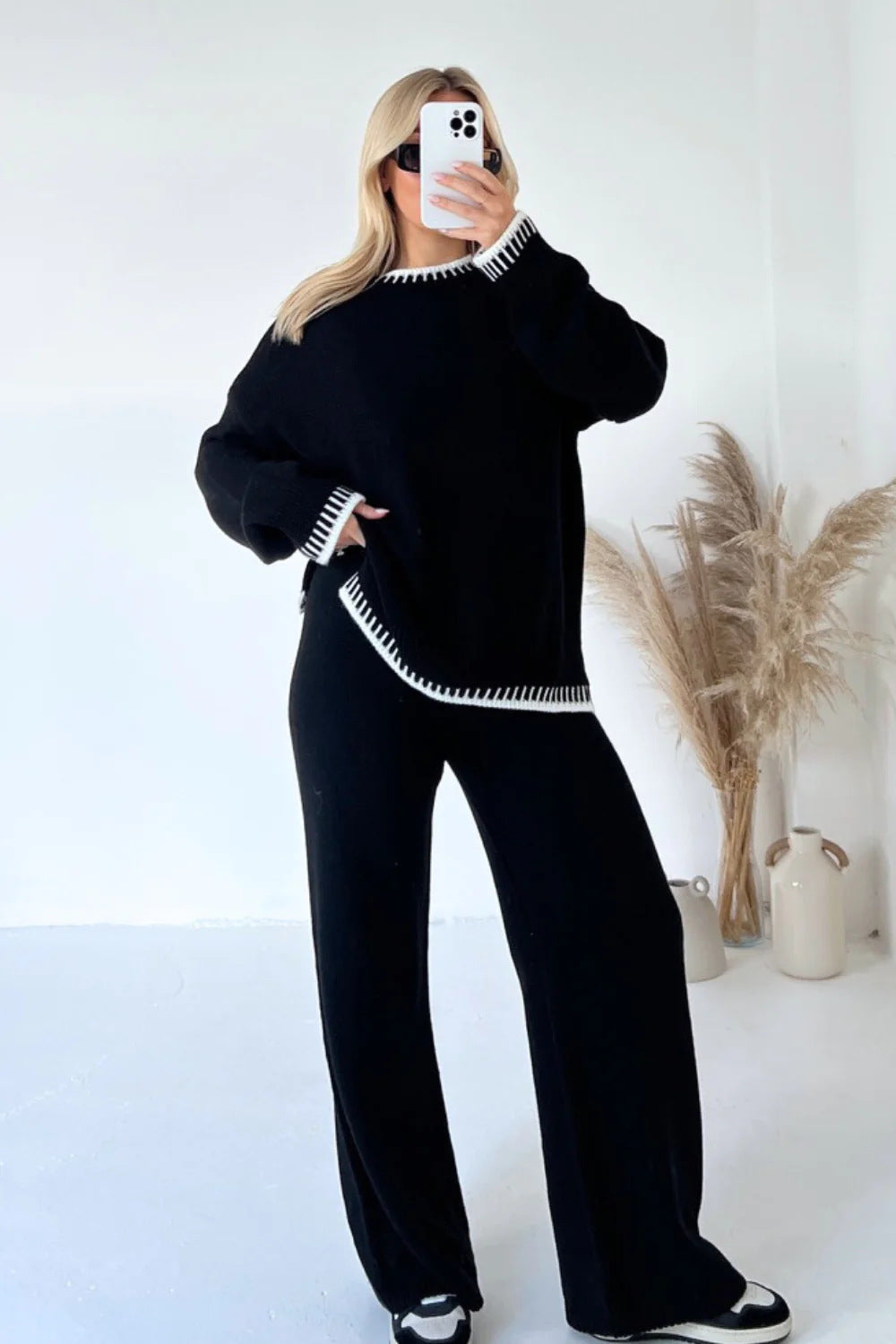 WW | Damen Strick Zweiteiler mit Pullover und Hose