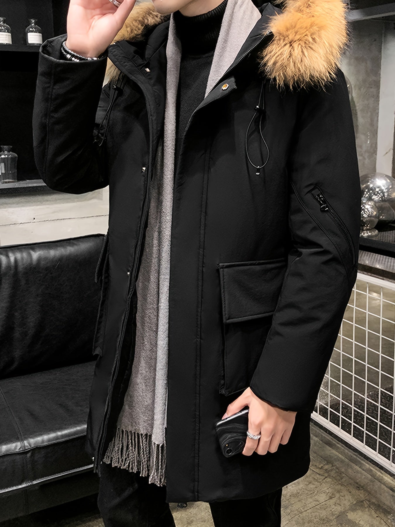 WW | Mid-Length Hooded Winter Jacket for Men - Perfect for Outdoor Activities