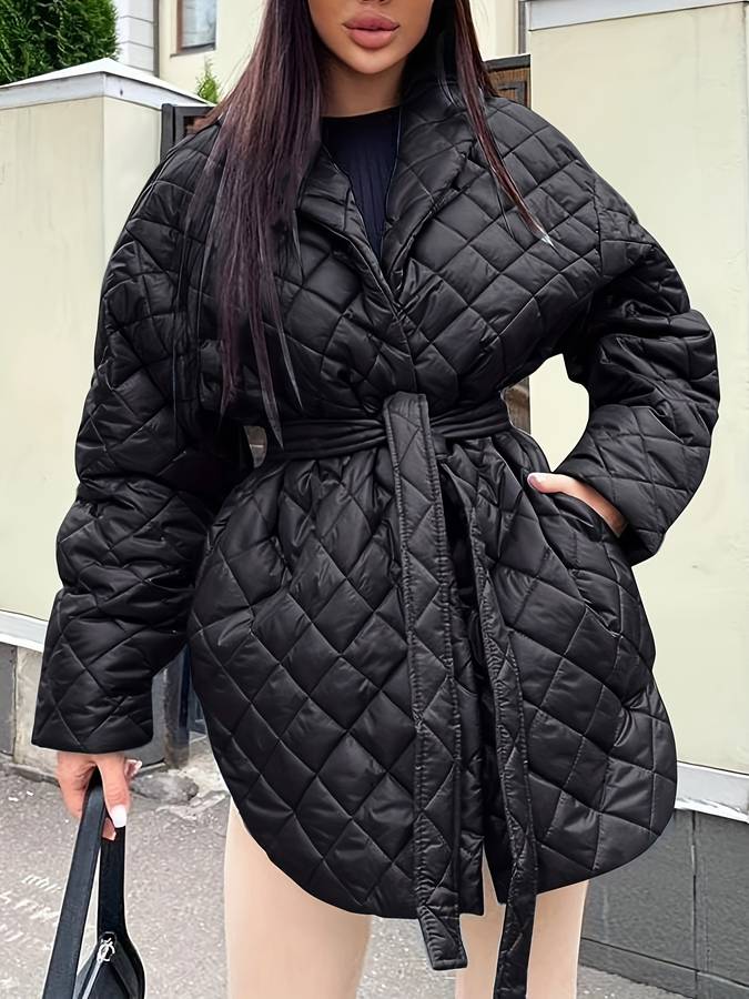 WW | Modische Midi-Jacke mit V-Ausschnitt für Damen