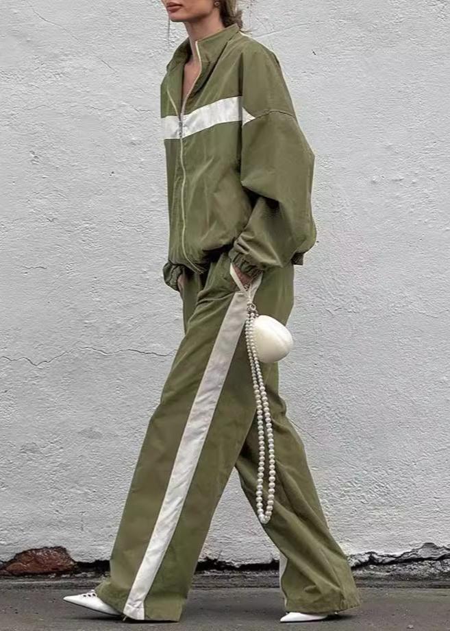 WW | Edge - Contrast Zip Jacket and Wide Leg Trousers Set