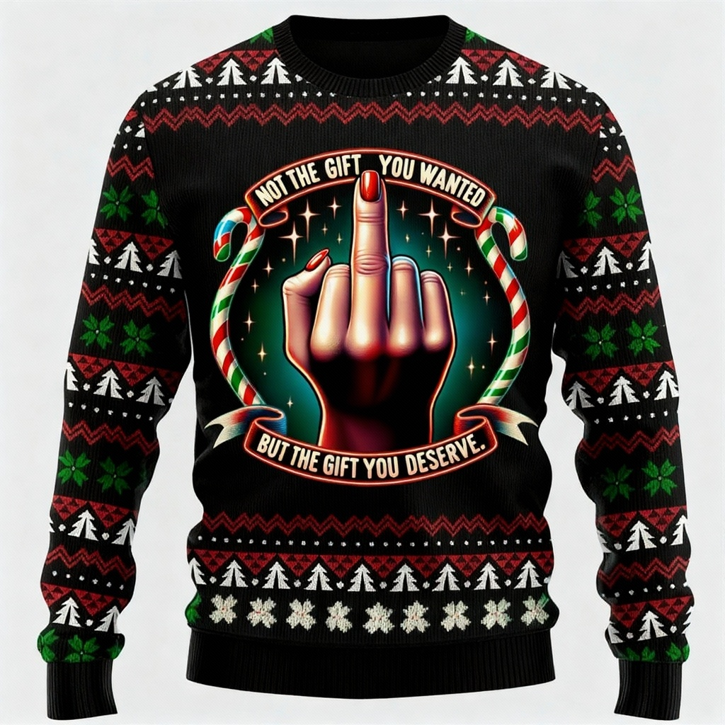 WW | Funny Pattern Print - Classic Holiday Motif Ugly Sweater
