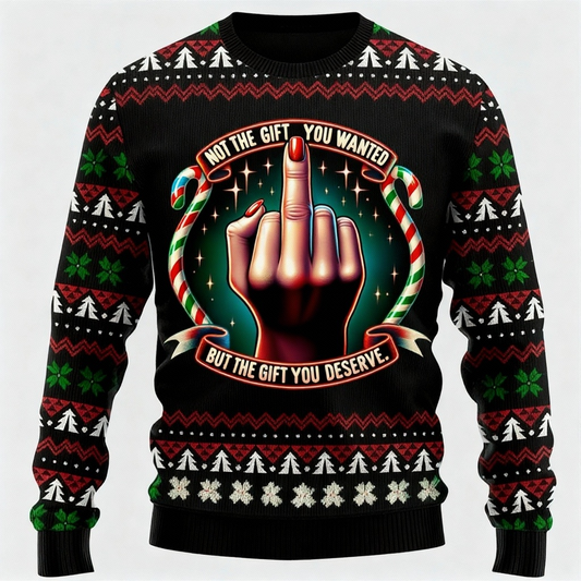 WW | Funny Pattern Print - Classic Holiday Motif Ugly Sweater