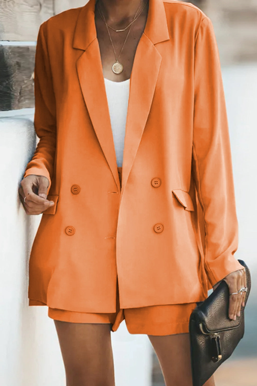 WW | Longline Blazer und Shorts Set mit Taschen