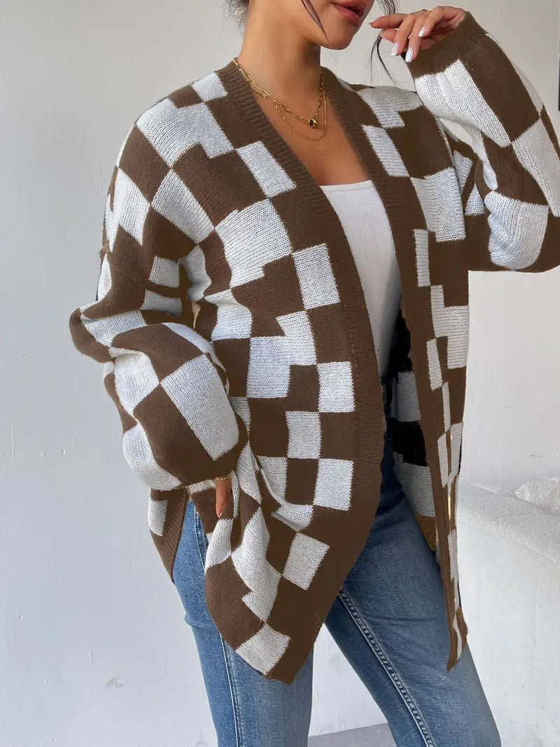 WW | Checked knit cardigan