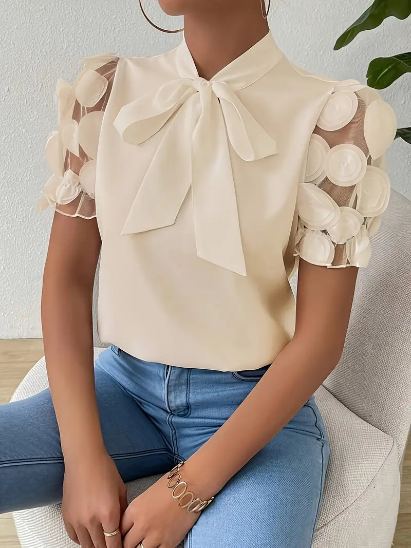 WW | Blouse with sheer puff sleeves