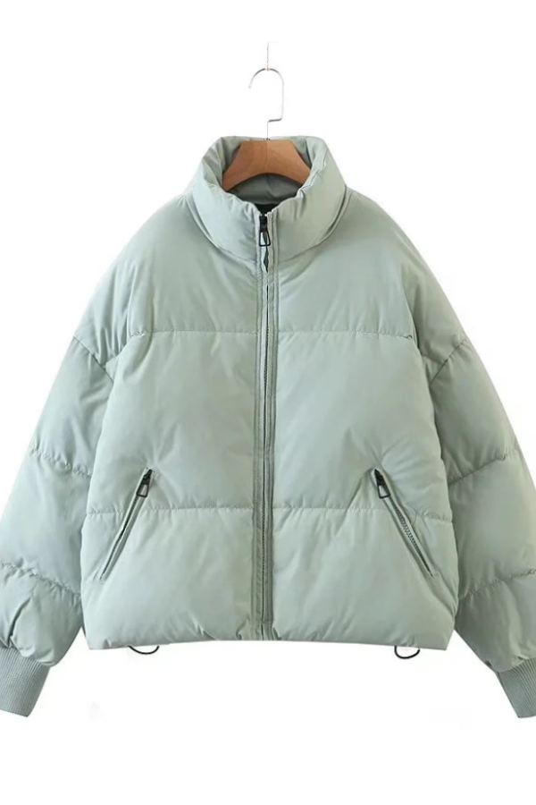 WW | Collar Zipper Pocket Thick Warm Cotton Jacket