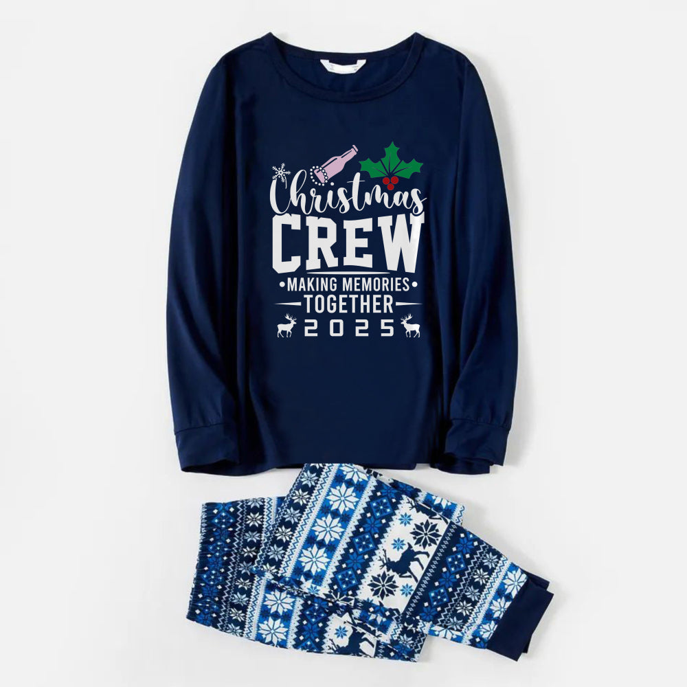 WW | Happy Blue Christmas Pajama Set with "Christmas Crew Making Memories Together 2025" Print